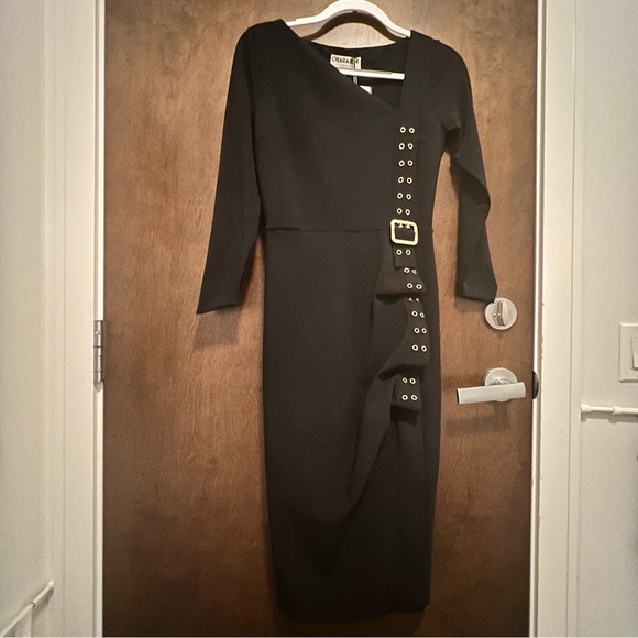 CHIARA BONI LA PETITE ROBE Cibeles 3/4 Sleeve Draped Sheath Dress BNWT SZ6 - Picture 7 of 12